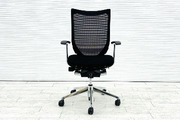 オカムラ Baron バロンチェア ハイバック 中古 2014年製 中古オフィス家具 固定肘 座クッション デザインアーム ブラックの画像