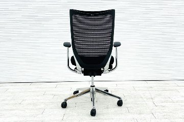 オカムラ Baron バロンチェア ハイバック 中古 2014年製 中古オフィス家具 固定肘 座クッション デザインアーム ブラックの画像