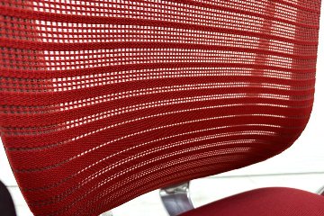 オカムラ コンテッサチェア 2015年製 中古 Contessa コンテッサ クッション 固定肘 中古オフィス家具 レッド CM24ABの画像
