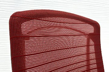 オカムラ コンテッサチェア 2015年製 中古 Contessa コンテッサ クッション 固定肘 中古オフィス家具 レッド CM24ABの画像
