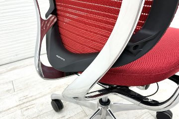 オカムラ コンテッサチェア 2015年製 中古 Contessa コンテッサ クッション 固定肘 中古オフィス家具 レッド CM24ABの画像