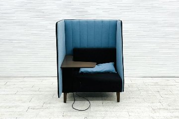 コクヨ ワークブース 中古 インターバル 2.5サイドタイプ パーテーション ラウンジソファ 1人用ソファ 中古オフィス家具 カプセルソファーの画像