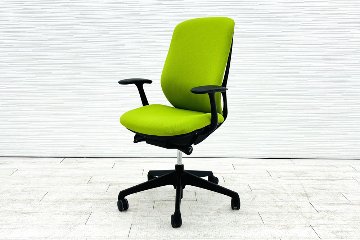 オカムラ シルフィーチェア 中古 2016年製 ハイバック 固定肘 Sylphy 中古オフィス家具 ライムグリーンの画像