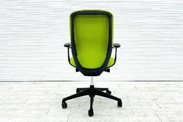 オカムラ シルフィーチェア 中古 2016年製 ハイバック 固定肘 Sylphy 中古オフィス家具 ライムグリーンの画像