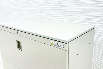 オカムラ レクトライン 4段ラテラル書庫 スチール 中古 キャビネット スチール書庫 中古オフィス家具 シリンダー錠 800/400/1265 グレーの画像