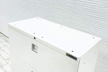 オカムラ レクトライン 4段ラテラル書庫 スチール 中古 キャビネット スチール書庫 中古オフィス家具 シリンダー錠 800/400/1250 ホワイトの画像