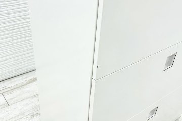 オカムラ レクトライン 4段ラテラル書庫 スチール 中古 キャビネット スチール書庫 中古オフィス家具 シリンダー錠 800/400/1250 ホワイトの画像