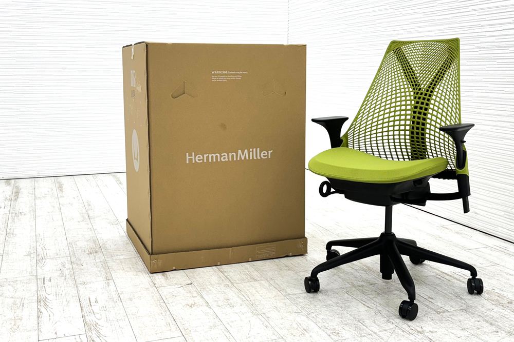 【未開封未使用品】 ハーマンミラー セイルチェア ミドルバック 中古 Herman Miller SAYL Chair 中古オフィス家具 可動肘 グリーンの画像