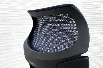オカムラ バロンチェア 中古 Baron エクストラハイバック 可動肘 中古オフィス家具 固定ヘッドレスト ポリッシュフレーム ダークブルーの画像