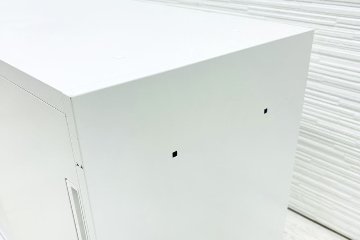 コクヨ エディア スライド書庫 中古 スチール書庫 ホワイト 収納家具 引き違い書庫 中古オフィス家具 900/450/760 シリンダー錠の画像