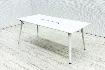 オカムラ プリシード 幅1800 中古 ミーティングテーブル 小型会議テーブル 中古オフィス家具 ホワイト 1800/900/720の画像