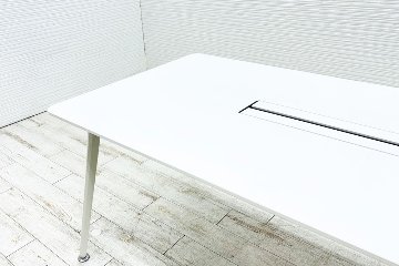 オカムラ プリシード 幅1800 中古 ミーティングテーブル 小型会議テーブル 中古オフィス家具 ホワイト 1800/900/720の画像