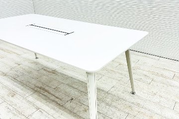 オカムラ プリシード 幅1800 中古 ミーティングテーブル 小型会議テーブル 中古オフィス家具 ホワイト 1800/900/720の画像