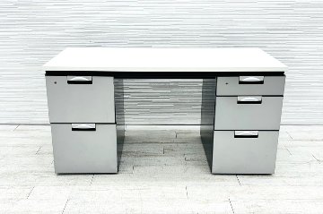 コクヨ デルフィ 中古 両袖デスク 両袖机 役員家具 中古オフィス家具 1400/700/700 天板ホワイトの画像