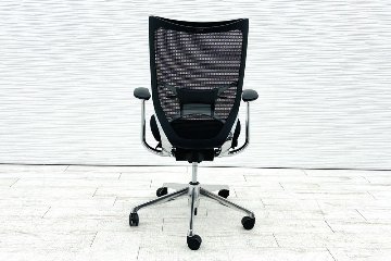 オカムラ バロンチェア Baron ハイバック 中古 2021年製 中古オフィス家具 固定肘 メッシュ デザインアーム ブラックの画像