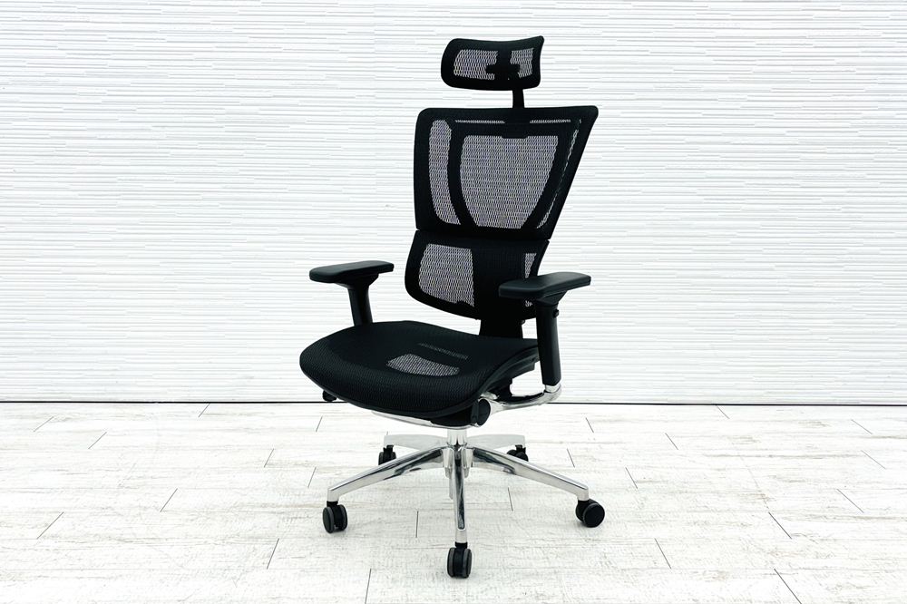 エルゴヒューマン フィット ヘッドレスト付き ergohuman 中古 中古チェア 高機能チェア メッシュ ブラックの画像