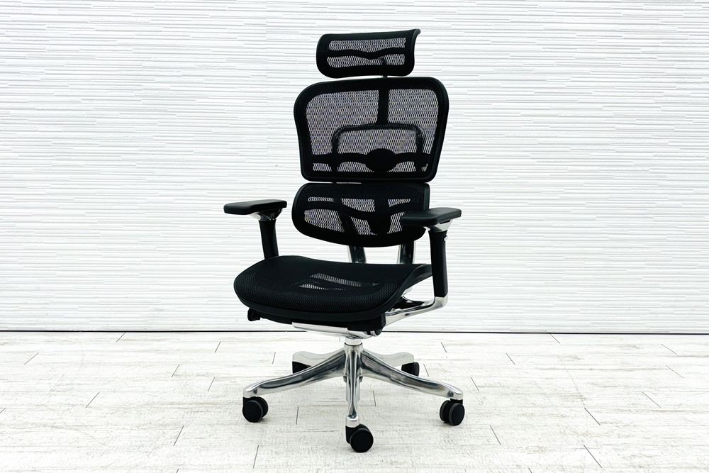 エルゴヒューマン プロ 中古 ヘッドレスト付き ergohuman HIGH Type 中古オフィス家具 高機能チェア ブラックの画像