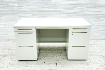 オカムラ 1400 両袖デスク 中古 OKAMURA 両袖机 中古オフィス家具 ホワイト 1400/700/720の画像