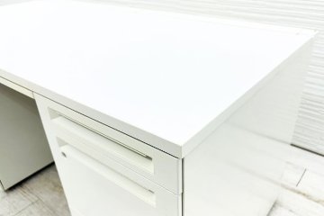 オカムラ 1400 両袖デスク 中古 OKAMURA 両袖机 中古オフィス家具 ホワイト 1400/700/720の画像