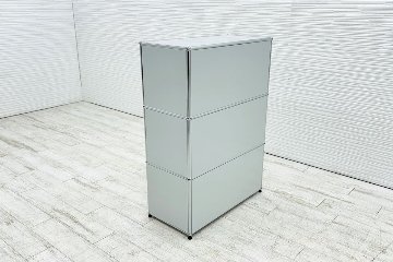 USMハラー 中古 1列3段 USM Haller ドロップダウン 中古オフィス家具 ライトグレー 770/375/1100 両側フラットパネル 鍵無の画像
