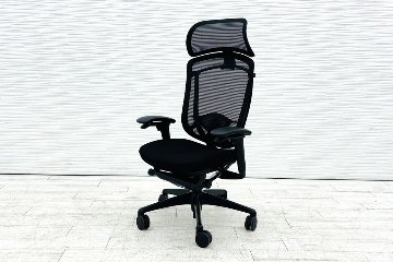 オカムラ コンテッサセコンダ 中古 2019年製 大型ヘッドレスト付き Contessa seconda コンテッサチェア 中古オフィス家具 ブラックの画像