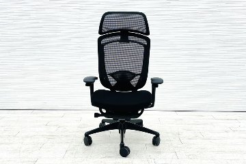 オカムラ コンテッサセコンダ 中古 2019年製 大型ヘッドレスト付き Contessa seconda コンテッサチェア 中古オフィス家具 ブラックの画像