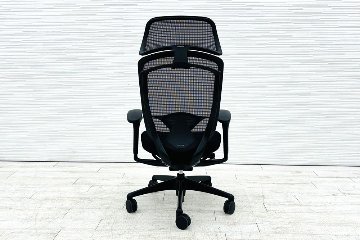 オカムラ コンテッサセコンダ 中古 2019年製 大型ヘッドレスト付き Contessa seconda コンテッサチェア 中古オフィス家具 ブラックの画像