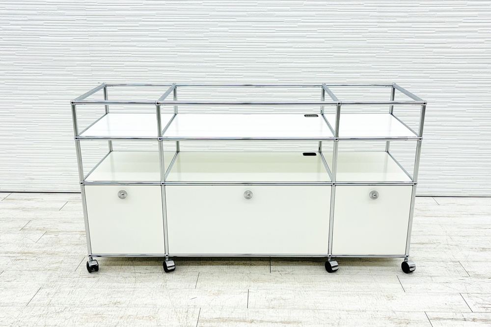 USMハラー 中古 ハラーシステム USM Haller ドロップダウン エクステンション 3連2段 中古オフィス家具 ブラック 1470/525/785の画像