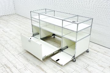 USMハラー 中古 ハラーシステム USM Haller ドロップダウン エクステンション 3連2段 中古オフィス家具 ブラック 1470/525/785の画像