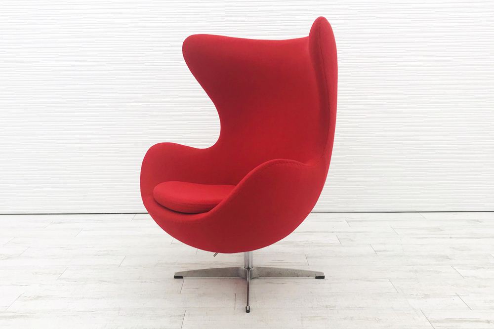 【リプロダクト品】 アルネヤコブセン エッグチェア Egg chair Arne Jacobsen デザインチェア 中古オフィス家具 レッドの画像