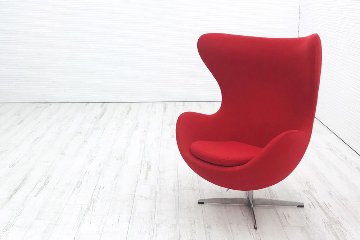 【リプロダクト品】 アルネヤコブセン エッグチェア Egg chair Arne Jacobsen デザインチェア 中古オフィス家具 レッドの画像