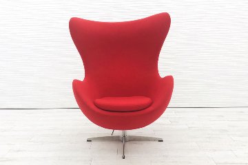 【リプロダクト品】 アルネヤコブセン エッグチェア Egg chair Arne Jacobsen デザインチェア 中古オフィス家具 レッドの画像