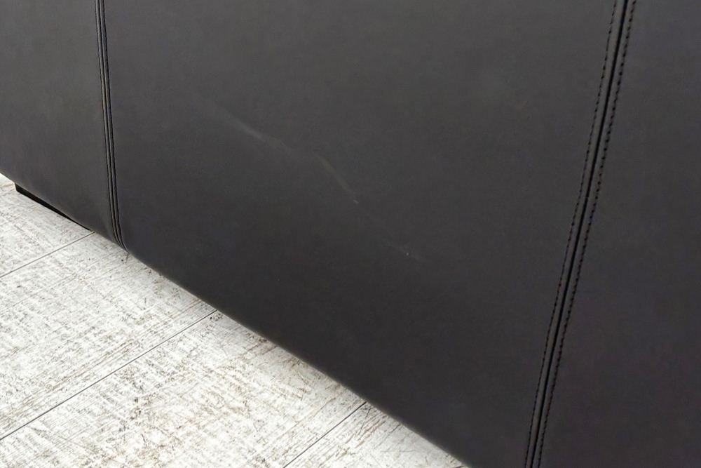 オカムラ 応接ソファ S-18H レザー 応接家具 中古 中古オフィス家具 ブラックの画像