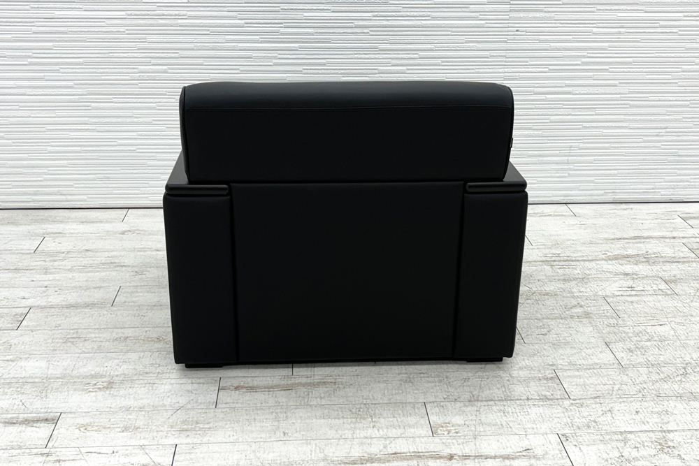 オカムラ 応接ソファ S-18H レザー 応接家具 中古 中古オフィス家具 ブラックの画像