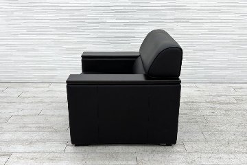 オカムラ 応接ソファ S-18H レザー 応接家具 中古 中古オフィス家具 ブラックの画像