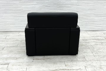 オカムラ 応接ソファ S-18H レザー 応接家具 中古 中古オフィス家具 ブラックの画像