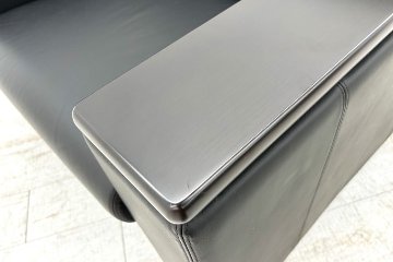オカムラ 応接ソファ S-18H レザー 応接家具 中古 中古オフィス家具 ブラックの画像