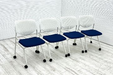 オカムラ ルナチェア 【4脚セット】 中古 ミーティングチェア 中古チェア 会議椅子 中古オフィス家具 81S1AY ブルーの画像