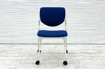 オカムラ ルナチェア 【4脚セット】 中古 ミーティングチェア 背パッド付 会議椅子 中古オフィス家具 81S1AZ ミディアムブルーの画像