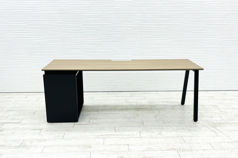 コクヨ サイビ SAIBI 中古 幅2000 オープンキャビネット付き 木目天板 中古オフィス家具 2000/700/720の画像