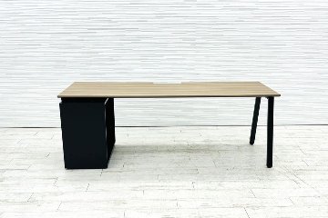 コクヨ サイビ SAIBI 中古 幅2000 オープンキャビネット付き 木目天板 中古オフィス家具 2000/700/720の画像