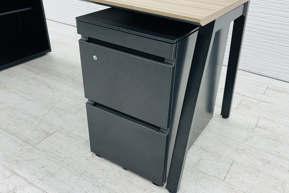 コクヨ サイビ SAIBI 中古 幅2000 オープンキャビネット 3段ワゴン付き エグゼクティブデスク 中古オフィス家具 2000/700/720の画像