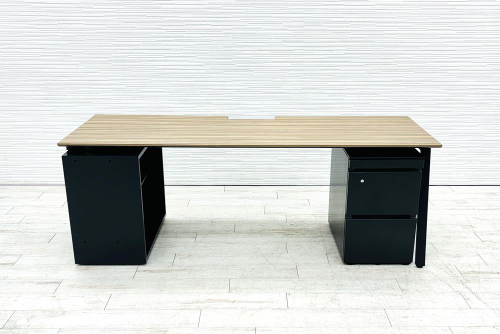 コクヨ サイビ SAIBI 中古 幅2000 オープンキャビネット 3段ワゴン付き エグゼクティブデスク 中古オフィス家具 2000/700/720の画像