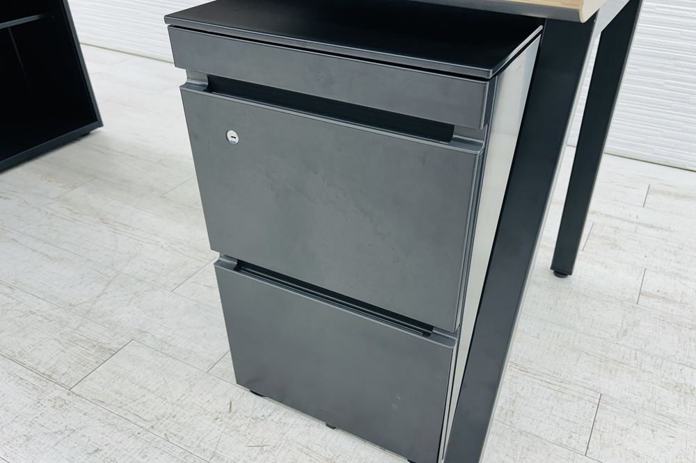 コクヨ サイビ SAIBI 中古 L型デスク L字デスク 幅2000 3段ワゴン付き エグゼクティブデスク 中古オフィス家具 2000/1300/720の画像