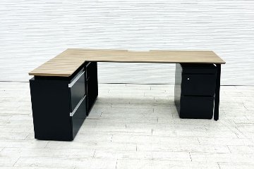 コクヨ サイビ SAIBI 中古 L型デスク L字デスク 幅2000 3段ワゴン付き エグゼクティブデスク 中古オフィス家具 2000/1300/720の画像