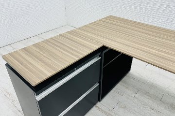 コクヨ サイビ SAIBI 中古 L型デスク L字デスク 幅2000 3段ワゴン付き エグゼクティブデスク 中古オフィス家具 2000/1300/720の画像