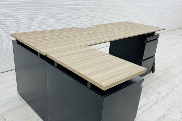 コクヨ サイビ SAIBI 中古 L型デスク L字デスク 幅2000 3段ワゴン付き エグゼクティブデスク 中古オフィス家具 2000/1300/720の画像