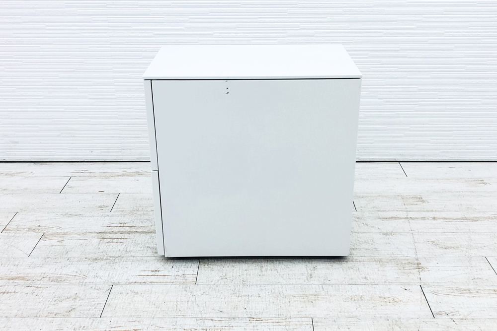 コクヨ ISシリーズ 2段ワゴン 中古 脇机 収納家具 ワゴン2段 KOKUYO 中古オフィス家具 シリンダー錠 395/602/600の画像