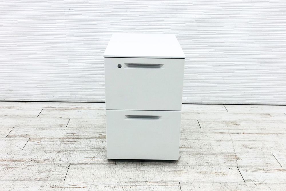 コクヨ ISシリーズ 2段ワゴン 中古 脇机 収納家具 ワゴン2段 KOKUYO 中古オフィス家具 シリンダー錠 395/602/600の画像
