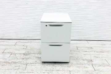 コクヨ ISシリーズ 2段ワゴン 中古 脇机 収納家具 ワゴン2段 KOKUYO 中古オフィス家具 シリンダー錠 395/602/600の画像